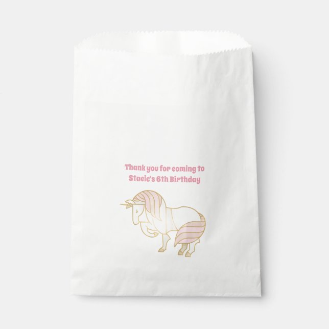 Pretty Unicorn Custom Birthday Party Favour Bag (Front)