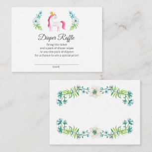 Pretty Unicorn Diaper Raffle Baby Shower Enclosure Card