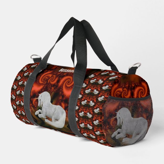 Pretty Unicorn Horse Personalised Duffle Bag (Right Corner)