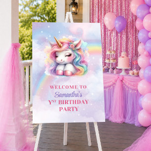 Pretty Unicorn Magical Day Girl Birthday Welcome S Poster