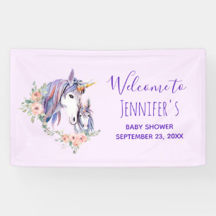 Pretty Unicorn Mum & Baby Watercolor Baby Shower Banner
