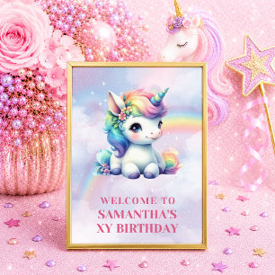 Pretty Unicorn Pink Purple Girl Welcome Poster