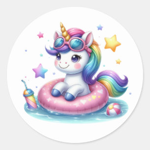 Pretty Unicorn Pool Party  Stickers