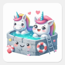 Pretty Unicorn Pool Party  Stickers