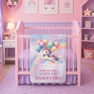 Pretty Unicorn Rainbow Girl Birthday Baby Blanket