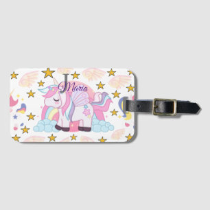 Pretty Unicorn Rainbow Stars Magical Personalised Luggage Tag