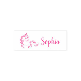 Pretty Unicorn with Little Star, Girls Name Self-inking Stamp