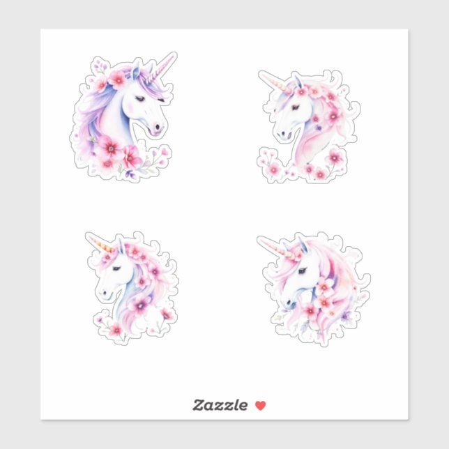 Pretty Unicorns Flowers In Mane (Sheet)