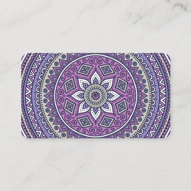 Pretty Unique Purple Mandala Business Card (Front)