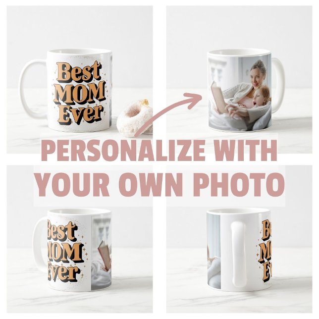 Pretty Unique Typography Best Mum Ever Coffee Mug (personalize own photo Pretty Unique Typography Best Mom Ever Apron)