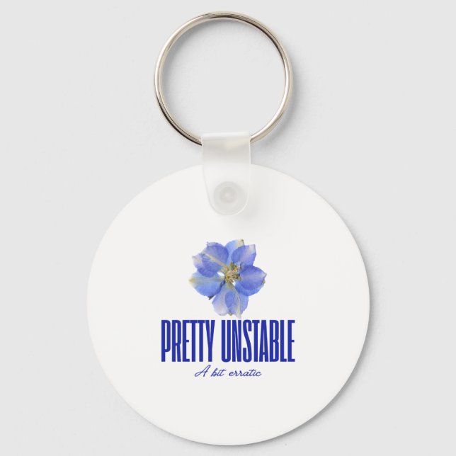 Pretty Unstable: Blue Floral Statement Tee Key Ring (Front)