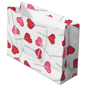 Pretty Valentine Red Heart Lollipop Pattern Large Gift Bag