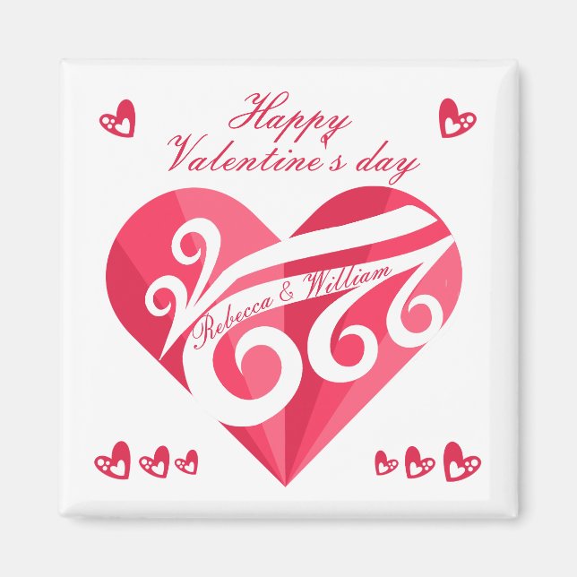 Pretty Valentine's Day Heart  Personalised Magnet (Front)
