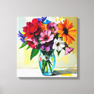 Pretty Vase of Colourful Flowers Canvas Print