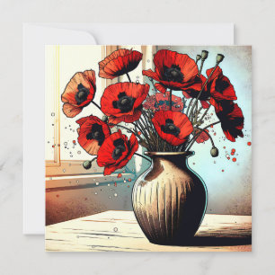 Pretty Vase of Red Poppies