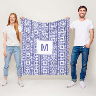 Pretty Very Peri Lace Monogram Fleece Blanket