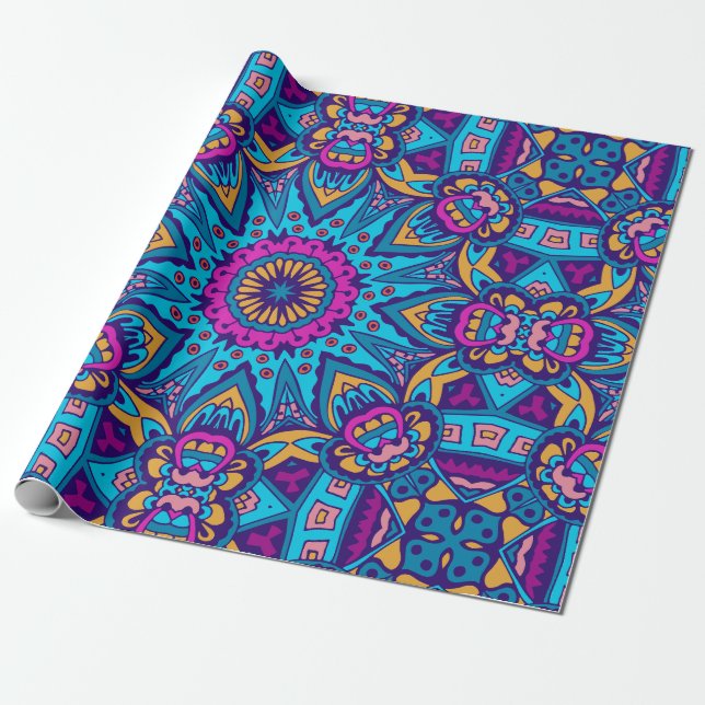 Pretty Vibrant Circle  Wrapping Paper (Unrolled)