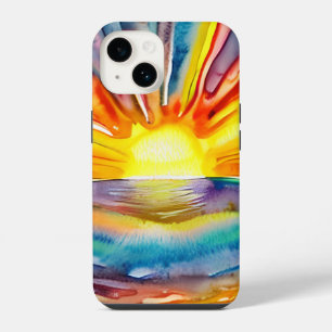 Pretty Vibrant Colourful Sunset over the Water iPhone 14 Case
