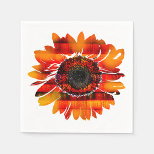 Pretty Vibrant Fiery Sunflower Napkin