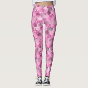 Pretty Vibrant Shades of Pinks & Purples Mermaid Leggings