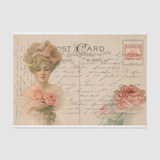 Pretty Victorian Lady Fashion Decoupage/Crafts Tissue Paper (Front)