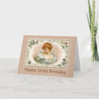Pretty Victorian Lady Floral 100th Birthday Card