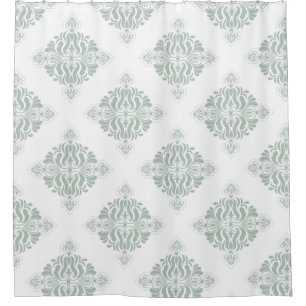 Pretty Victorian pattern of floral art green white Shower Curtain