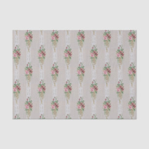 Pretty Victorian Pink Roses and White Lace Tissue Paper