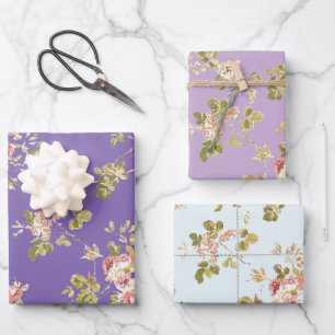 Pretty vining roses floral garden  wrapping paper sheet