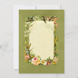 Pretty Vintage Birds & Flowers Border Decoration