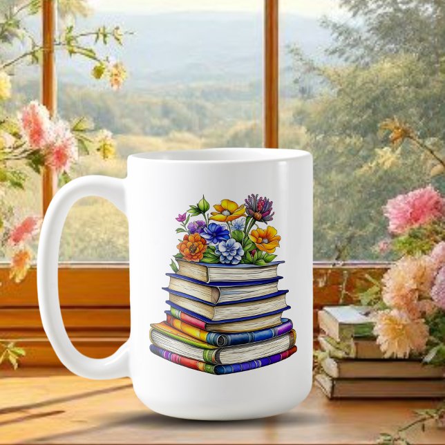 Pretty Vintage Books and Flowers Personalised Coffee Mug (Creator Uploaded)