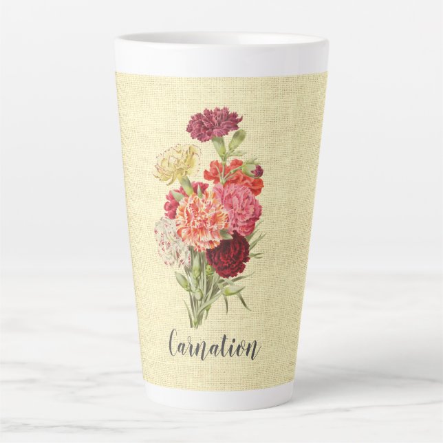 Pretty Vintage Carnation Bouquet  Latte Mug (Front)