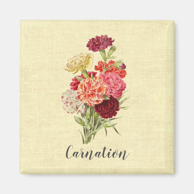 Pretty Vintage Carnation Bouquet  Magnet (Front)