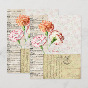 Pretty Vintage Carnation Scrapbook Paper