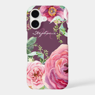Pretty Vintage Cassis Pink Peony Floral Watercolor