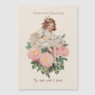 Pretty Vintage Child, Roses & Valentine Greeting