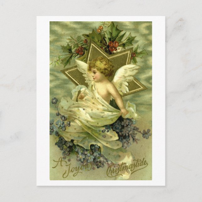 Pretty Vintage Christmas Cherub Postcard (Front)