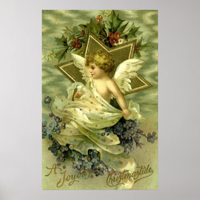 Pretty Vintage Christmas Cherub Poster (Front)