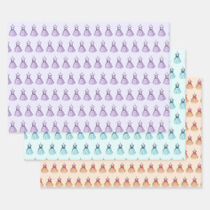 Pretty Vintage Clothing 1950s Prom Party Dresses Wrapping Paper Sheet