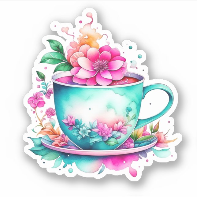 Pretty Vintage Coffee Cup with Pink Flowers (Front)
