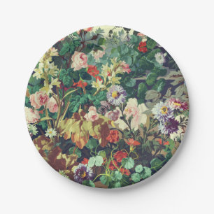 Pretty Vintage colourful flowers floral painting Paper Plate
