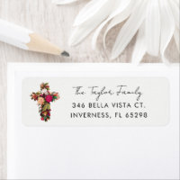 Pretty Vintage Floral Cross Return Address