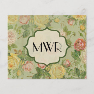 Pretty Vintage Floral Monogrammed Flower Pattern Flyer