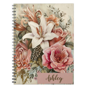 Pretty Vintage Floral Personalised Notebook