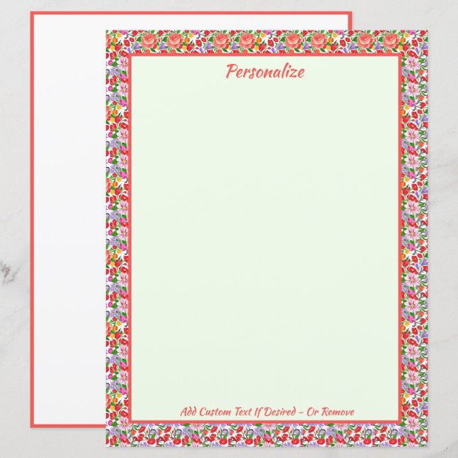 Pretty Vintage Floral Pink Flowers Personalised (Front/Back)