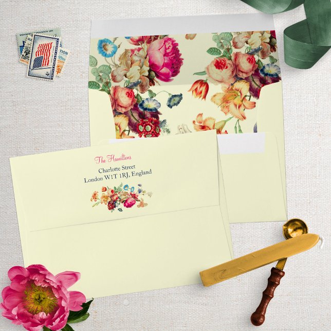 Pretty Vintage Floral Preprint Envelopes (Creator Uploaded)