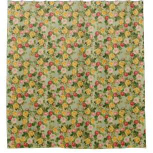 Pretty Vintage Floral Rose Pattern Girly Shower Curtain