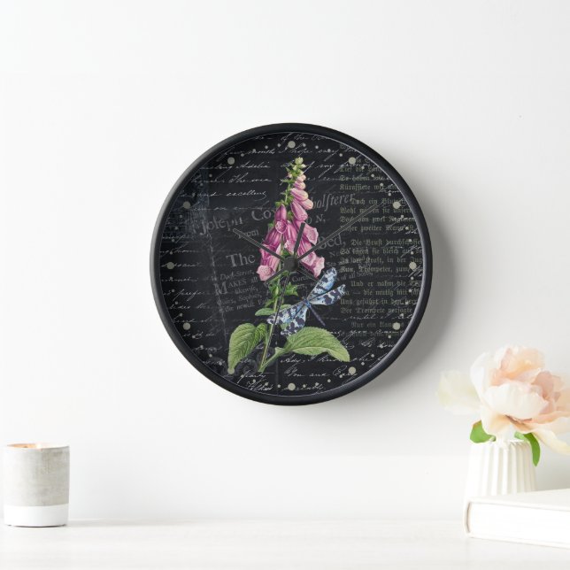 Pretty Vintage Flower & Butterfly Botanical   Clock (Home)