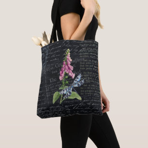 Pretty Vintage Flower & Butterfly Botanical Tote Bag