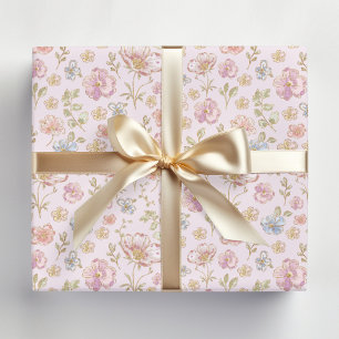 Pretty Vintage Flowers Floral Pattern Wrapping Paper